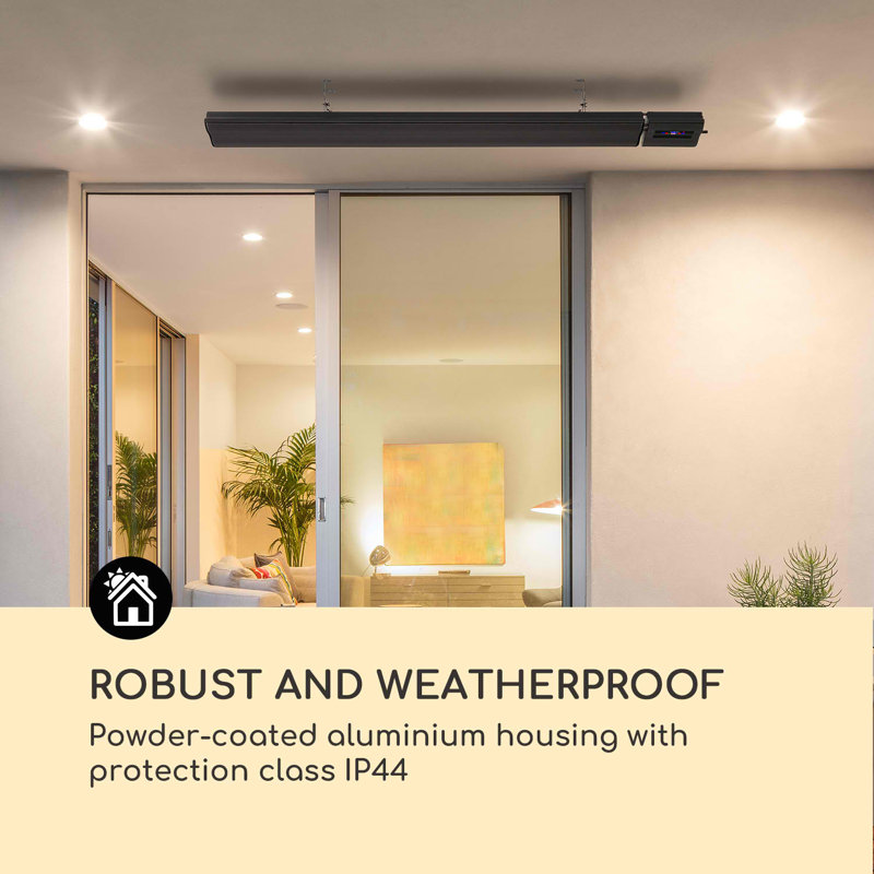 Electric Ceiling Mounted Patio Heater, Black