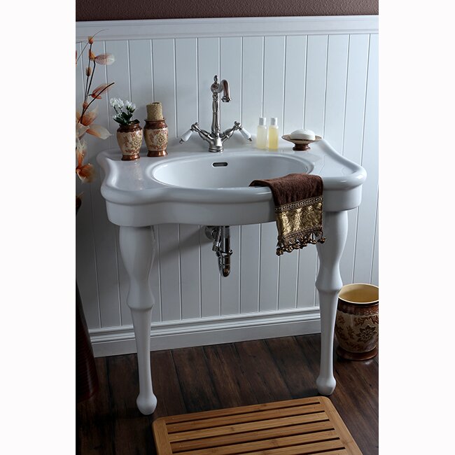 Imperial 29.13" White Vitreous China Circular Console Bathroom Sink with Overflow