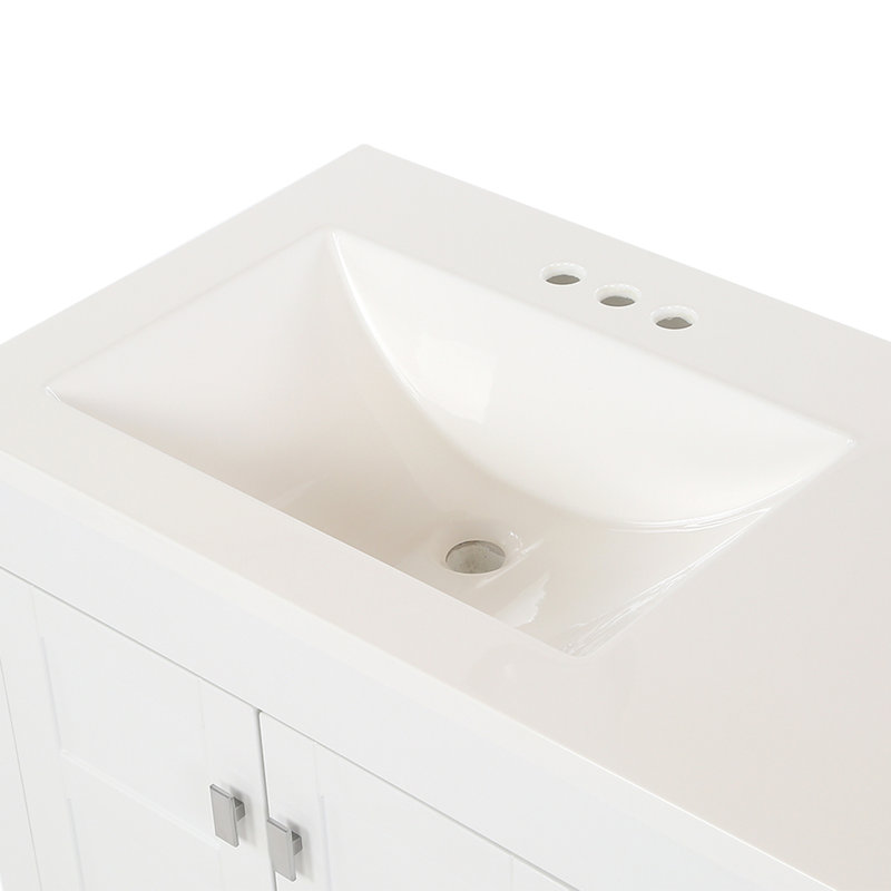 36.5" Single Bathroom Vanity With Cultured Marble Top, Gray