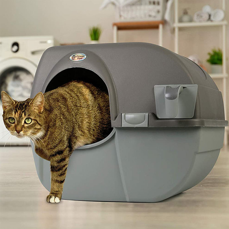 Litière autonettoyante pour chats de taille régulière, étain, Omega Paw Roll 'n Clean