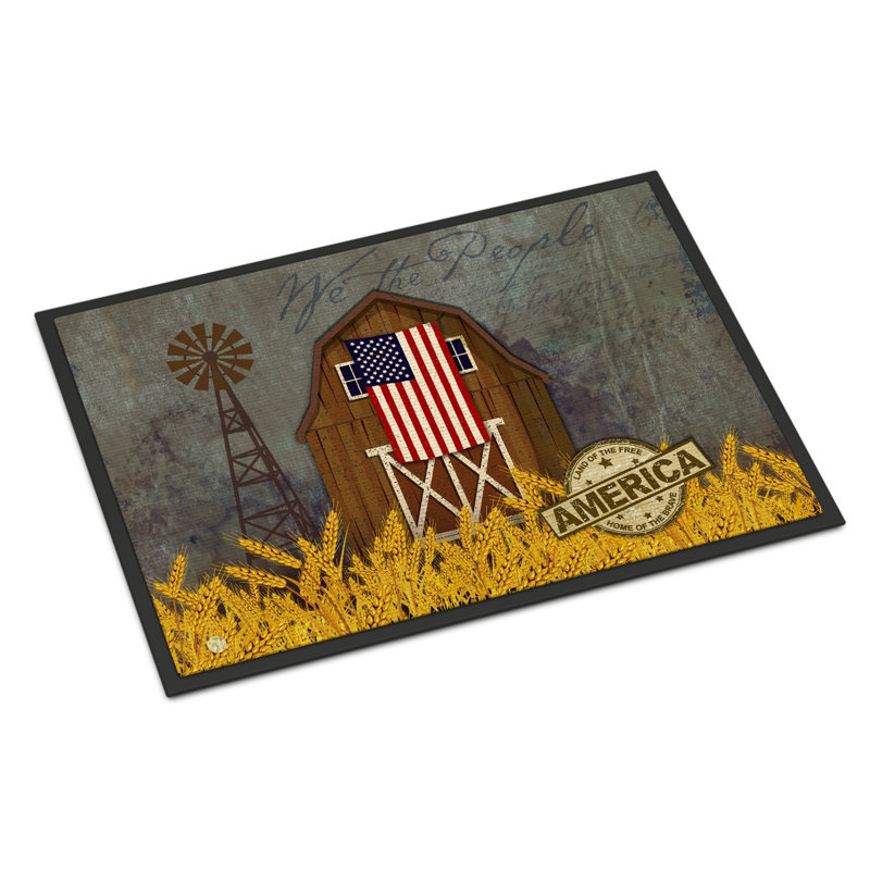 Tapis d'entrée antidérapant Patriotic Barn Land of America, H 0,2 po x l 36 po x P 24 po