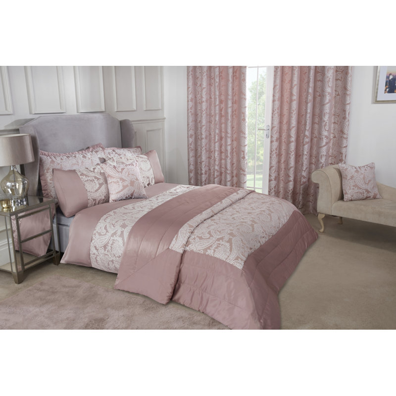 Duchess Polyester Paisley Duvet Cover Set with Pillow Shams, Double - 2 Standard Pillowcases, Pink