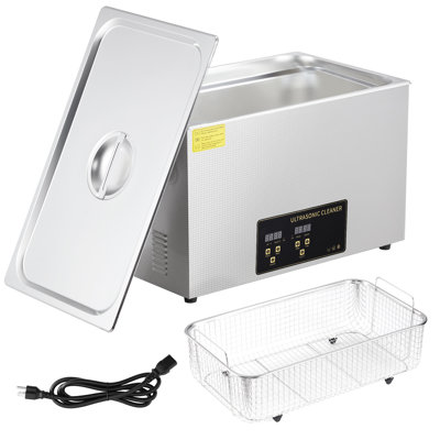 Nettoyeur à ultrasons, chauffe-eau de 500 W, nettoyeur de bijoux à ultrasons de 600 W et 30 L avec chauffe-minuterie numérique et acier inoxydable 304 pour le nettoyage des pièces industrielles, des verres et des instruments
