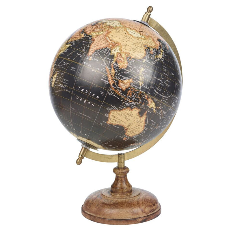 Wood & Metal Tabletop Globe, Black
