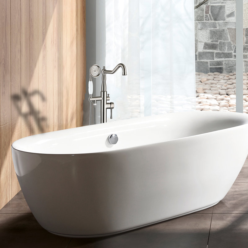 Robinet de baignoire sur pied en métal avec douchette - Résistant à la corrosion, largeur 16,8 cm, jet complet, hauteur