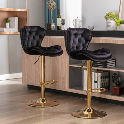 2 tabourets de bar avec siège capitonné, tabourets de bar rembourrés avec base en métal, tabouret de bar moderne pour la maison