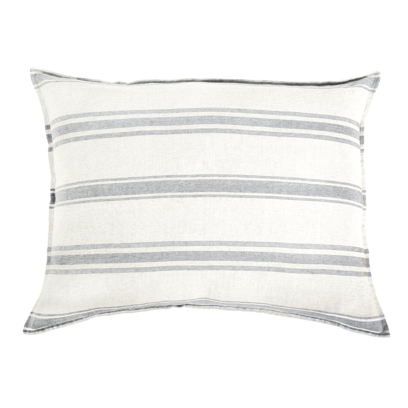 Jackson Linen Standard Sham, Standard, Cream/Gray