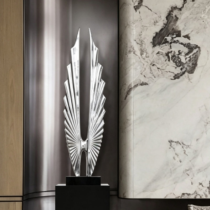 Ornements décoratifs modernes en résine noire et argentée pour salon, 41,73 pouces