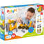 Hape: PolyM: Chantier de construction - jaune-gris - ensemble de jouets 43 pièces, figurine, jeu de construction, carte de jeu et d'inspiration ouverte, tout-petits et enfants de 2 ans et plus