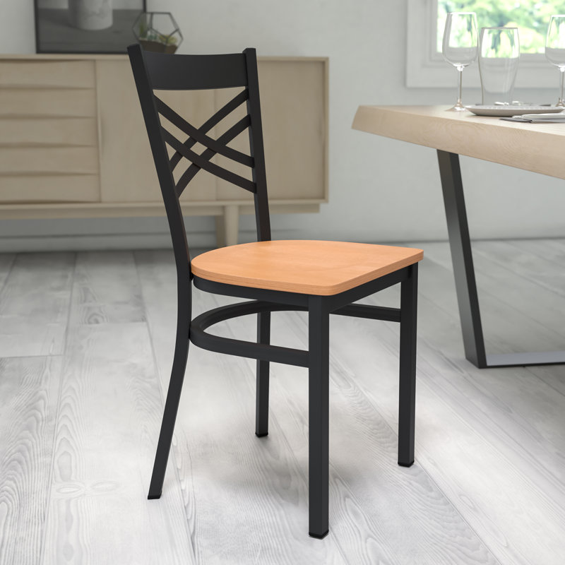 Prompton 'X' Metal Restaurant Chair, Naturel/noir, 1
