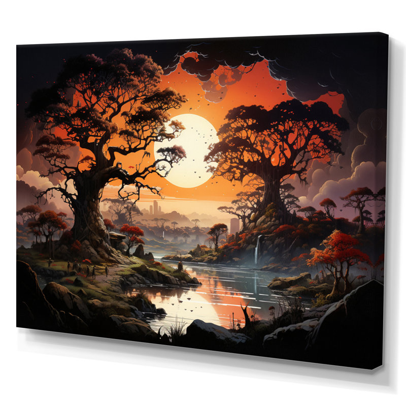 «African Baobab Tales I» sur toile, H 16 po x l 32 po x P 1 po, Toile tendue