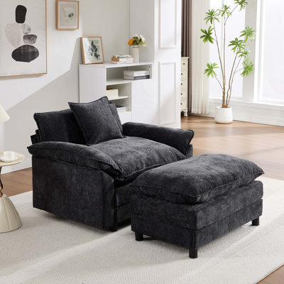 Fauteuil d'appoint moderne avec repose-pieds en chenille moderne