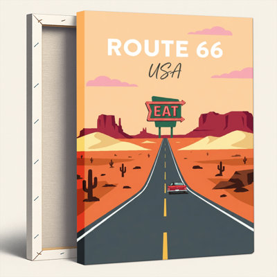 Ensemble de 1 tableau sur toile Route Sixty Six États-Unis