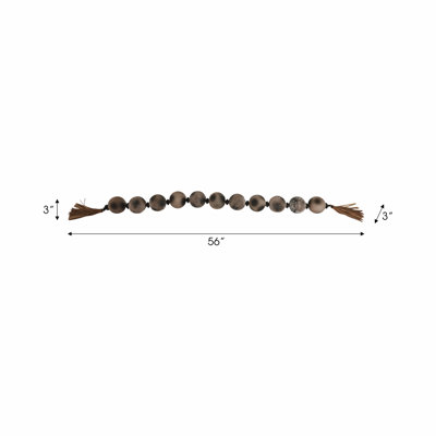Coolidge Decorative Glass Beads with Metal Accent and Leather Tassel for Home Decor - Elegant Garland for Table, Shelf, and Living Room Decoration - Brown