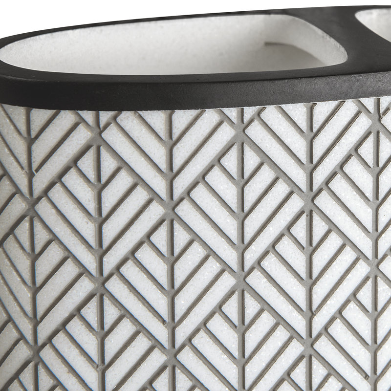 Shelby Charcoal and White Resin Geometric Toothbrush Holder