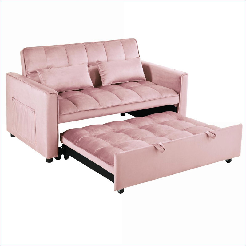 Canapés | Canapé-lit convertible 3 en 1 pour salon et bureau à domicile | Rose | Mousse et bois, Rose