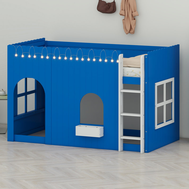 Lit mezzanine avec lumière DEL chaude intégrée, Bleu Klein