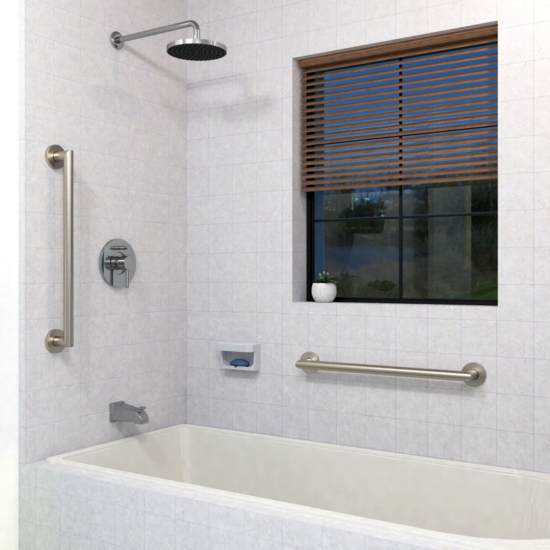 Architectural Designer Grab Bar, 3.5" H x 36" W x 1.25" D, Brushed Nickel