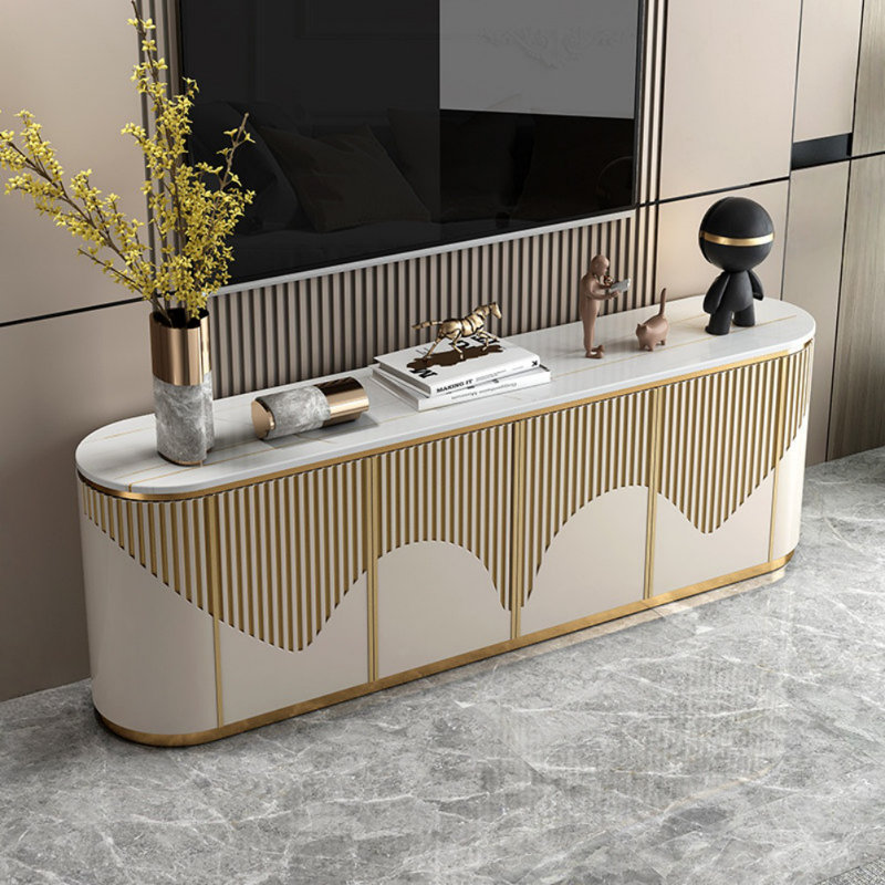 Meuble télé Creative Minimalist, H 25,59 po x L 86,61 po x l 15,75 po, Blanc cassé
