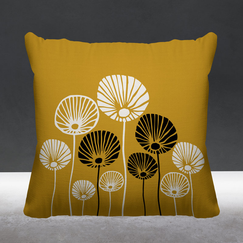 Coussin décoratif intérieur / extérieur Huber, Jaune, L 15 po x H 15 po