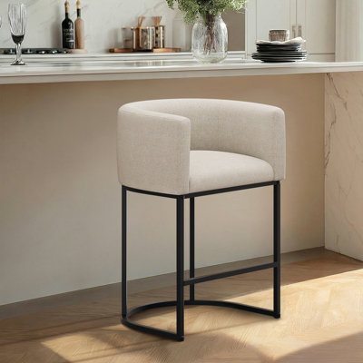 Upholstered Counter Stool with Metal Frame