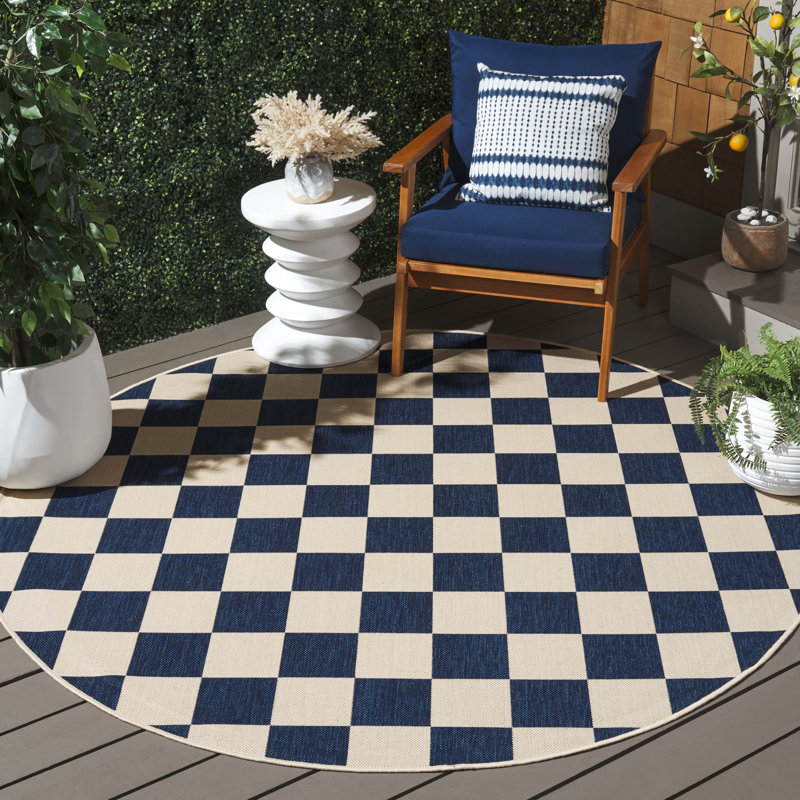 Tapis d'intérieur / extérieur à motif géométrique Micharl Performance, Rond 6 pi 7 po