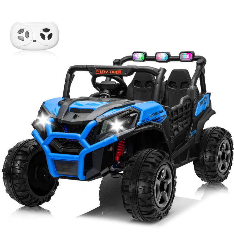 Voiture électrique bleue pour enfants 2V avec télécommande et lumières DEL bleues 24V, Bleu
