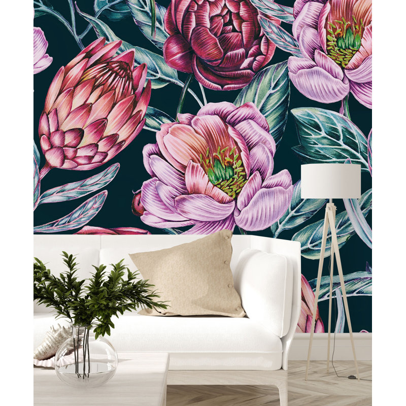 Peel & Stick Floral Wall Mural, 100" W x 8.33" L