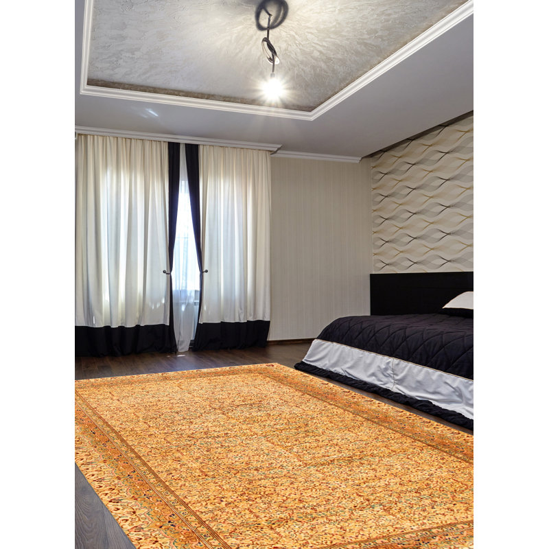 Tapis unique en laine noué à la main de style années 1990 de 6 pi 5 po x 9 pi 6 po Gurdarshan