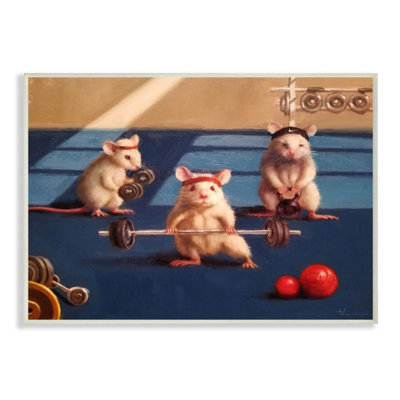 «Mice Lifting Weights Animal Gym Rat Humor» par Lucia Heffernan - reproduction d'art