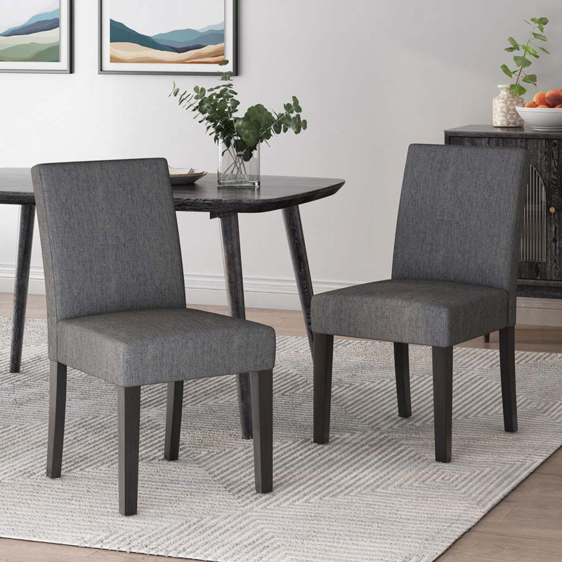 Chaise de salle à manger rembourrée, Gris anthracite, 2