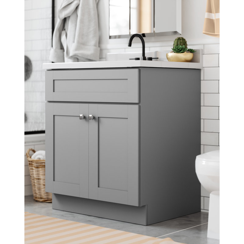 Brookings 30" Gray Solid Wood Bathroom Vanity Cabinet