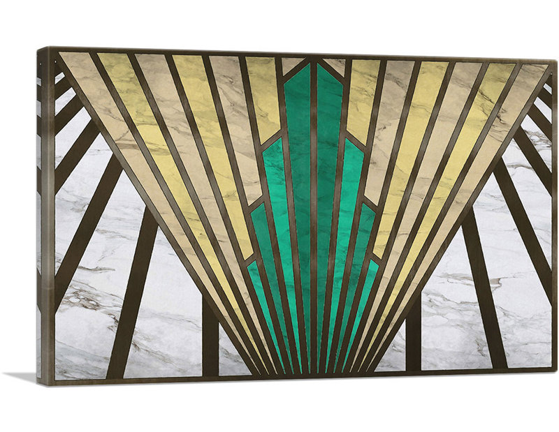 «Geometric Yellow Green» - reproduction d'art sur toile tendue, H 12 po x l 18 po x 1,5 po