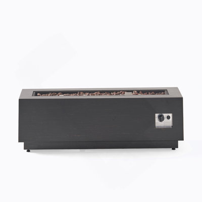 40" Outdoor 50,000 BTU Rectangular Iron Propane Fire Pit, Dark Grey (Tank Cover Not Included)