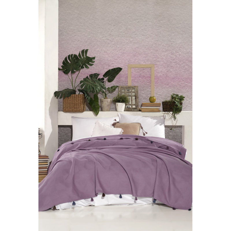 Naydine Cotton Solid Colour Bedspread, Damson