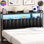 Upholstered Headboard with LED Lights and Charging Station