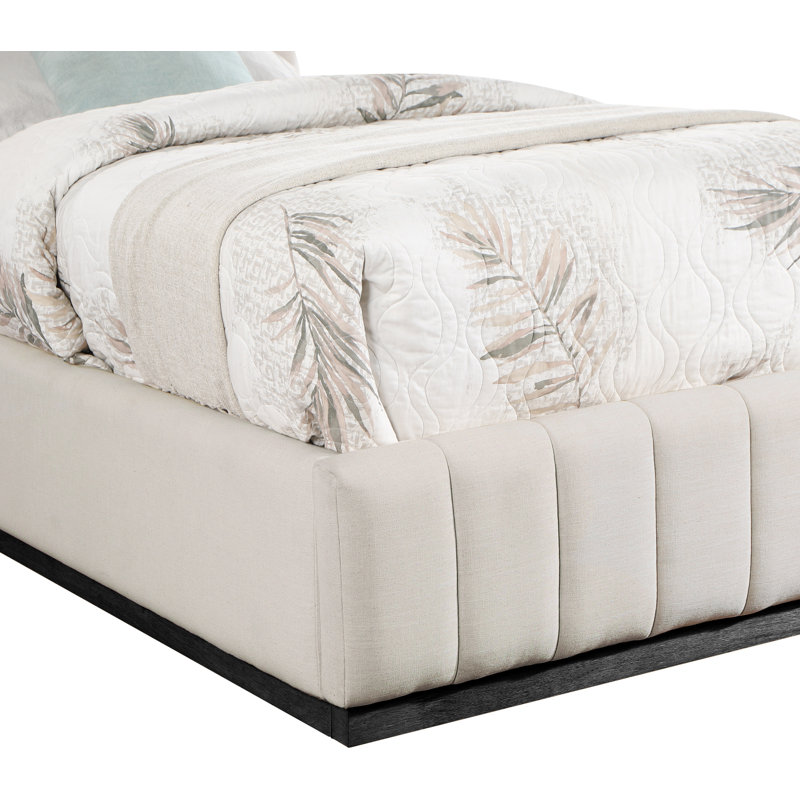 Codyn Upholstered Platform Bed, Beige Linen Textured Fabric, Twin