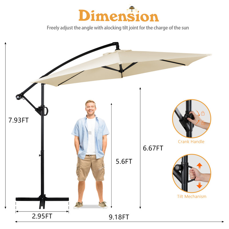 Parasol en porte-à-faux de 110 po, Crème beige