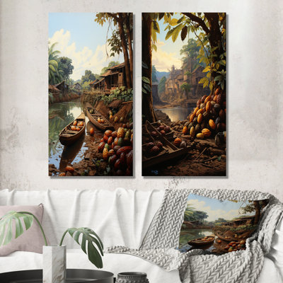 Rivière Cacao en Amérique du Sud - Ensemble de salon mural en métal Cacao