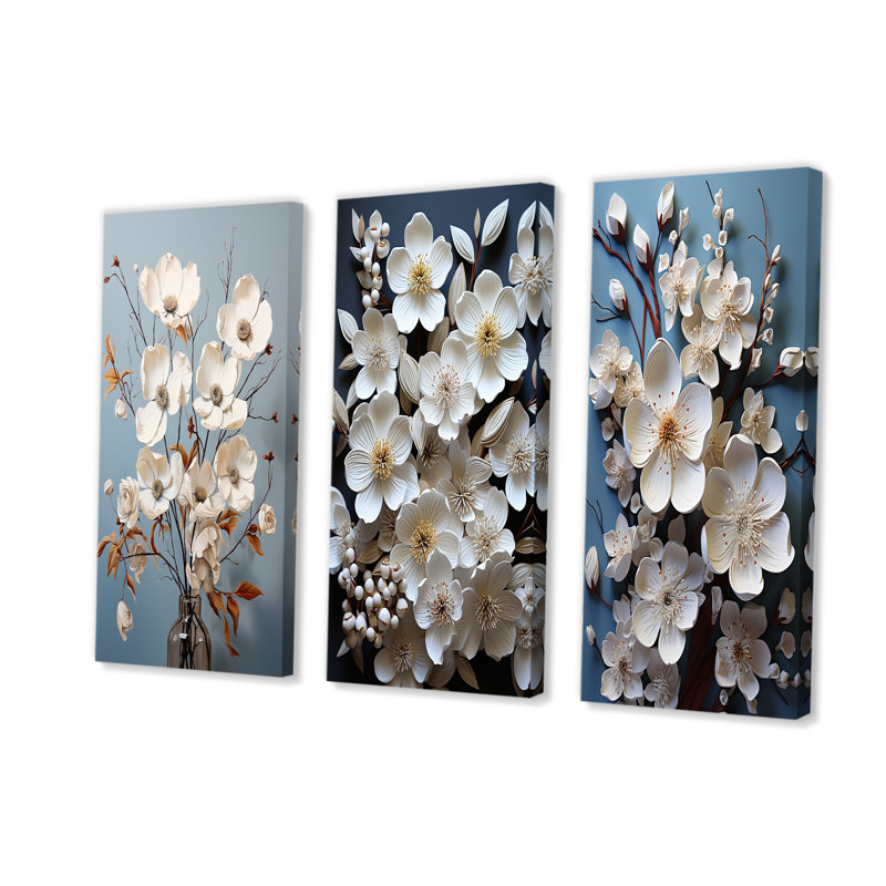 Cornouiller blanc qui fleurit tranquillité - ensemble d'art mural en toile de cornouiller de 4, H 40 po x l 60 po