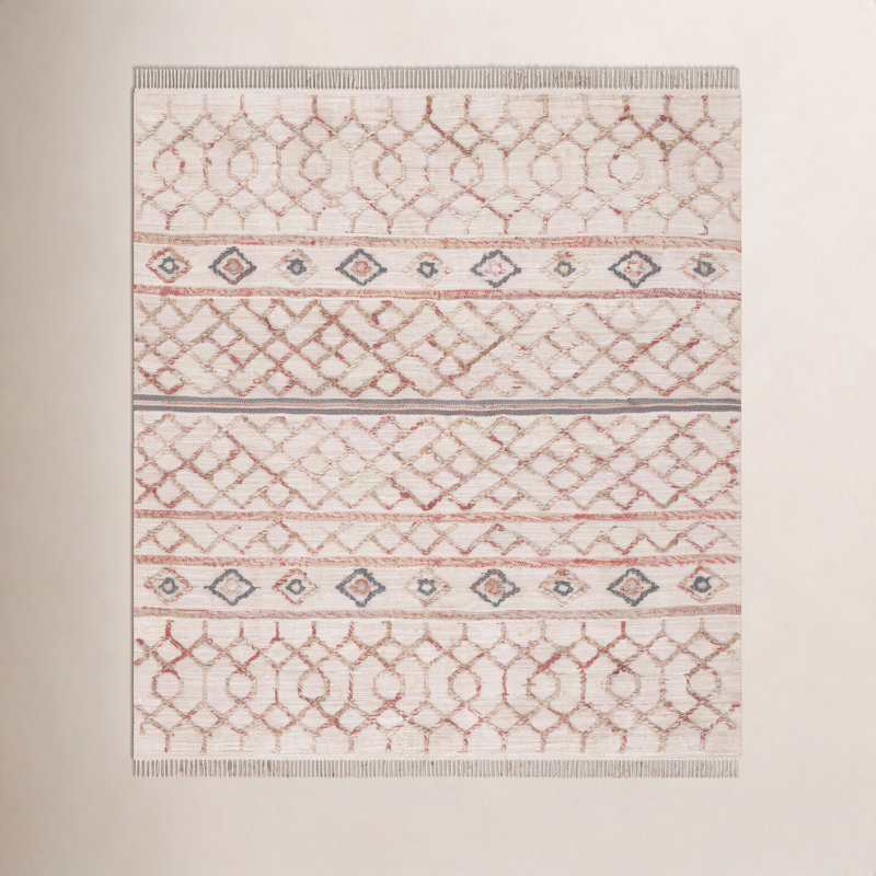 Tapis en jute / coton tissé à la main Kiya Southwestern, Carré 6 pi