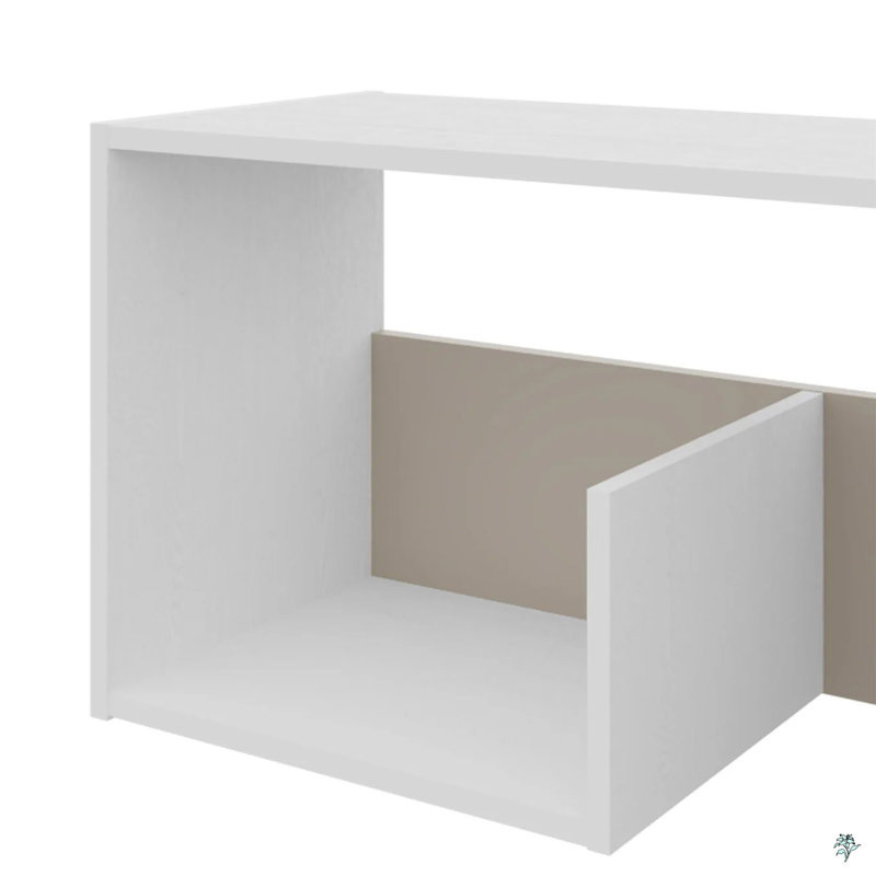 Coffee Table With Open Storage, White/Tan
