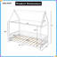 Lit superposé double en bois massif avec échelle et garde-corps blancs | Solution pour chambre d'enfant peu encombrante-238243595