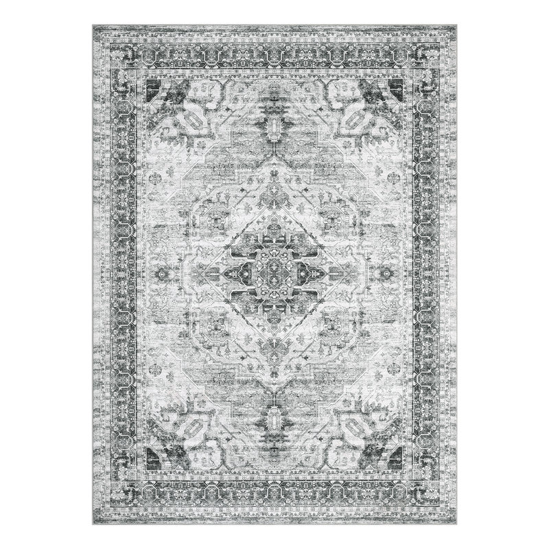 Oriental Machine Washable Rug for Living Room Bedroom Vintage Non-Slip Rug with Rubber Backing for Hallway Playroom Office Kitchen Dining Room Dorm and Bedside Decor