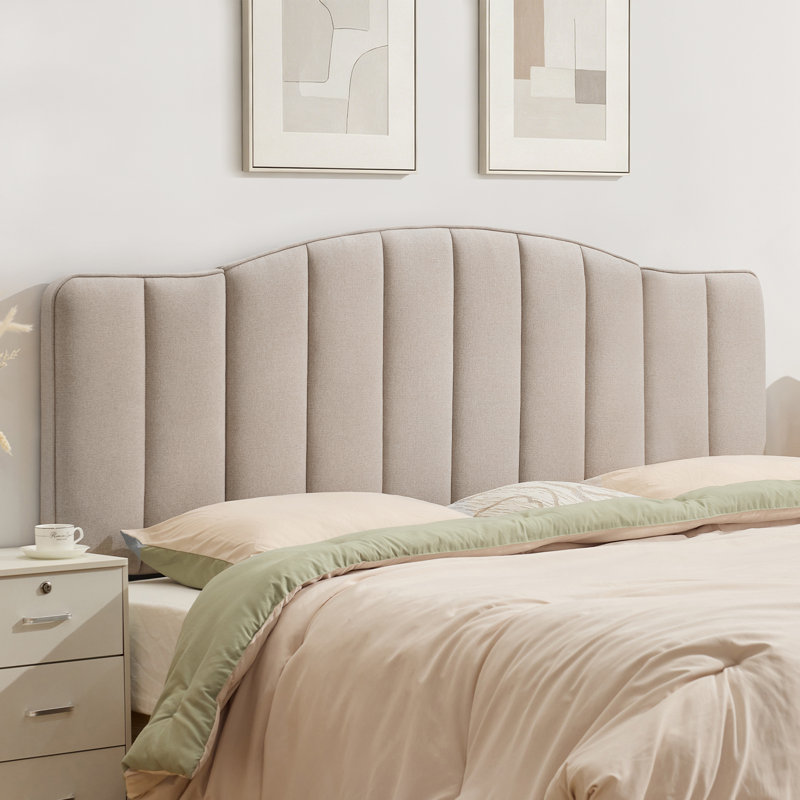 Tête de lit tapissier capitonnée arquée à hauteur et largeur réglables pour chambre à coucher, Brown