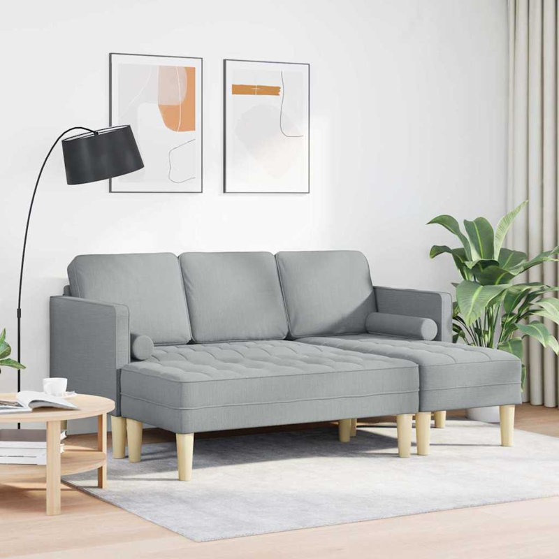 Ensemble de canapé avec coussin vidaXL 2 pièces en polyester gris clair, Gris clair