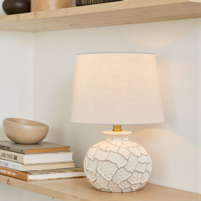 Costal Ceramic Table Lamp with White Linen Shade
