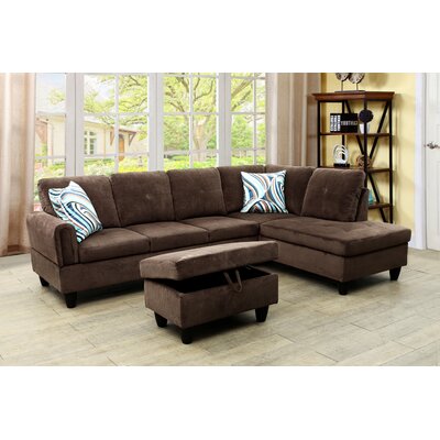 Right Hand Facing Sofa & Chaise with Ottoman -  Lifestyle Furniture, DU-997099B-3PCS