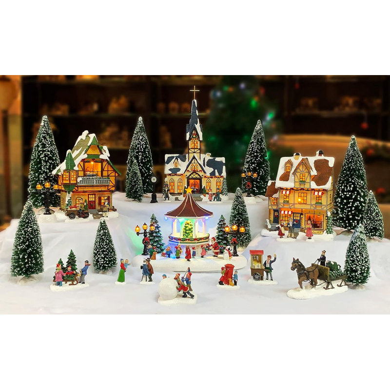 Moments in Time: Ensemble de village de Noël à DEL 30 pièces