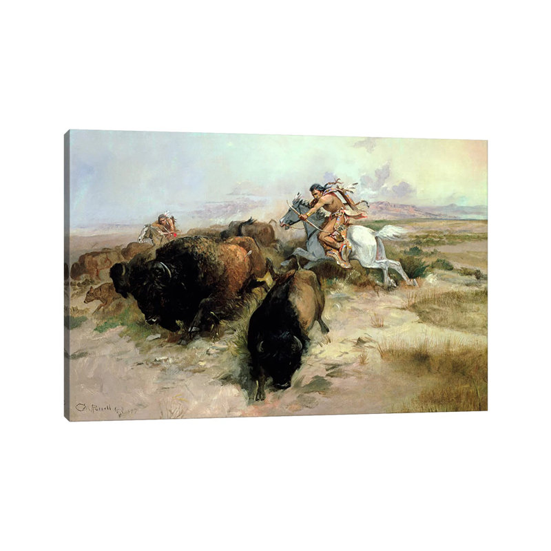Buffalo Hunt, 1897 - Giclée sur toile tendue avec châssis